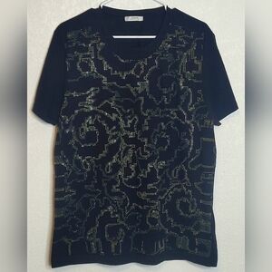 Slim Fit The Versace Collection Men's Metallic Embellishments T-shirt in size2XL
